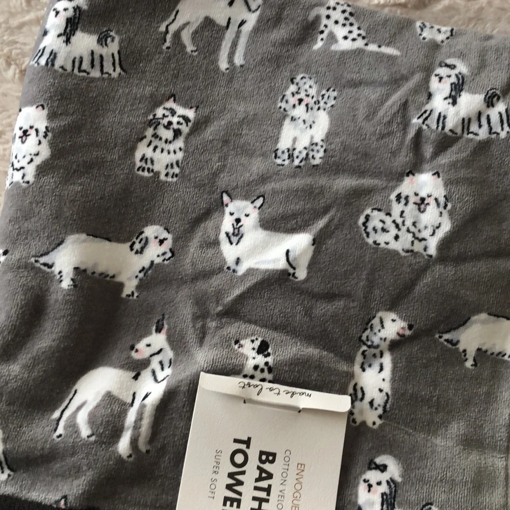 Envogue Cotton Velour Mixed Breed DOG Print Bath Towels